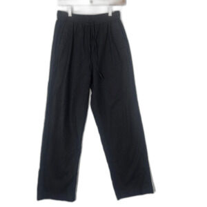 2025 J.Crew Linen Blend Slim Wide Leg Lounge Pants Black Beach Natural